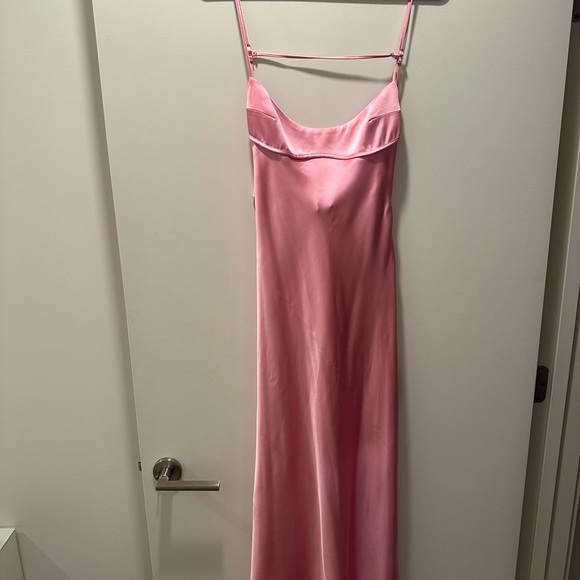 Zara Pink Bodycon Midi Dress Scoop Neck - Picture 5 of 5